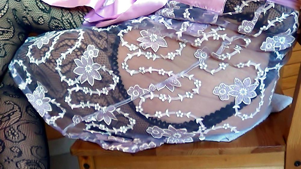 19P Black fishnet on sofa