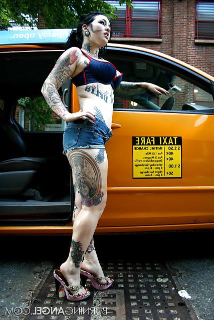 25P Busty Alt Punk Adahlia Fingers on Taxi Cab