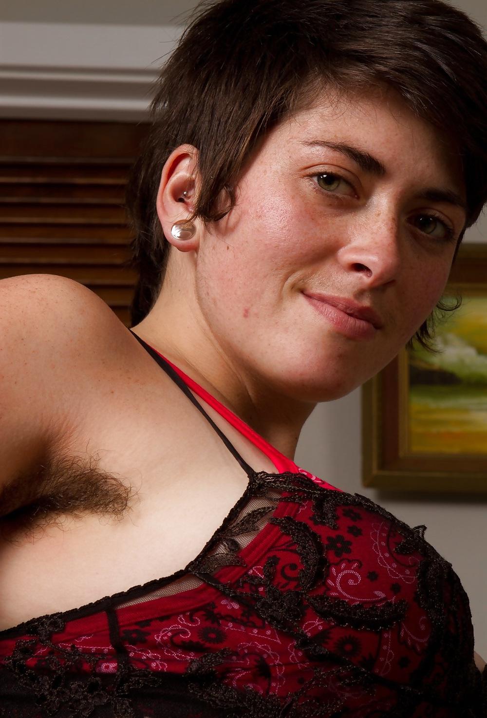 25P Miscellaneous girls showing hairy, unshaven armpits 3