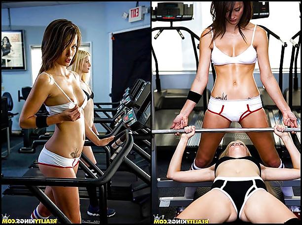 7P Lesbian Workout at the Gym