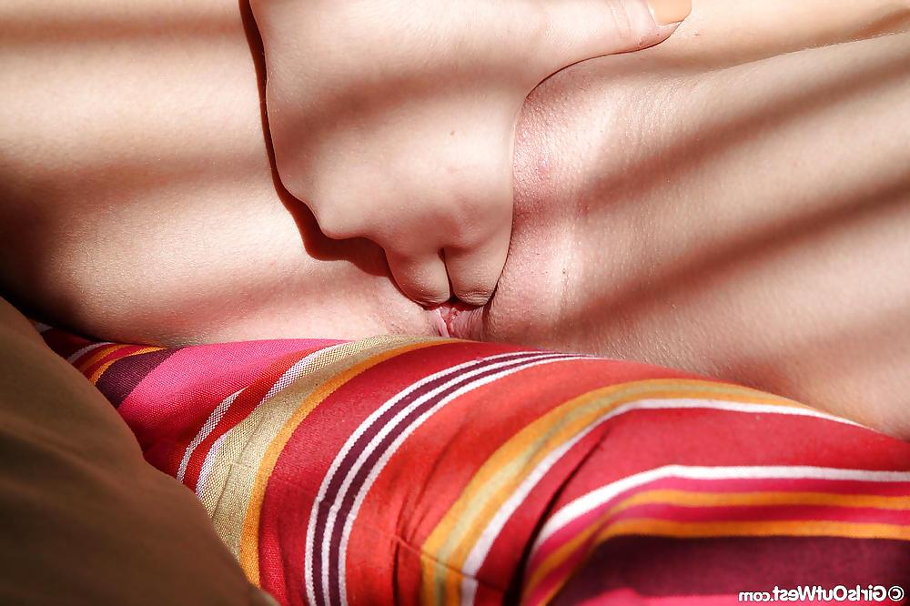 16P Amateur cutie Lucie Bee fingers her pussy