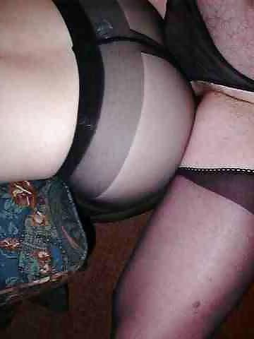 22P Wife in black seamed pantyhose sex