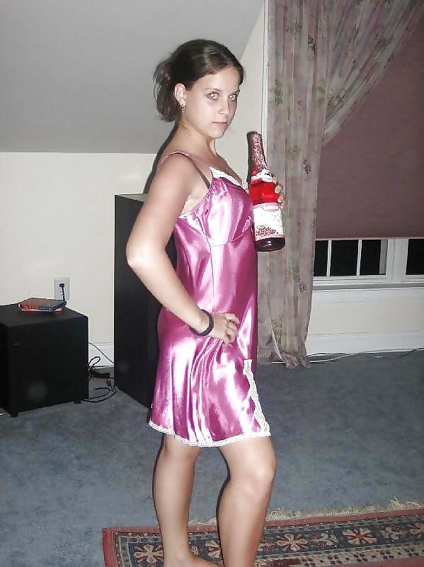 25P Single girl in Satin nighty