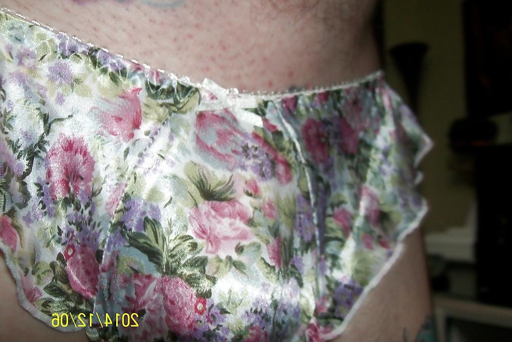 5P Satin floral flutter panties