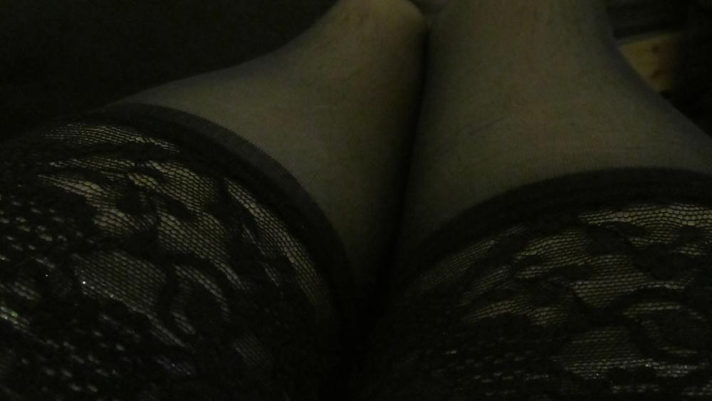 8P Playing in stockings and a t shirt