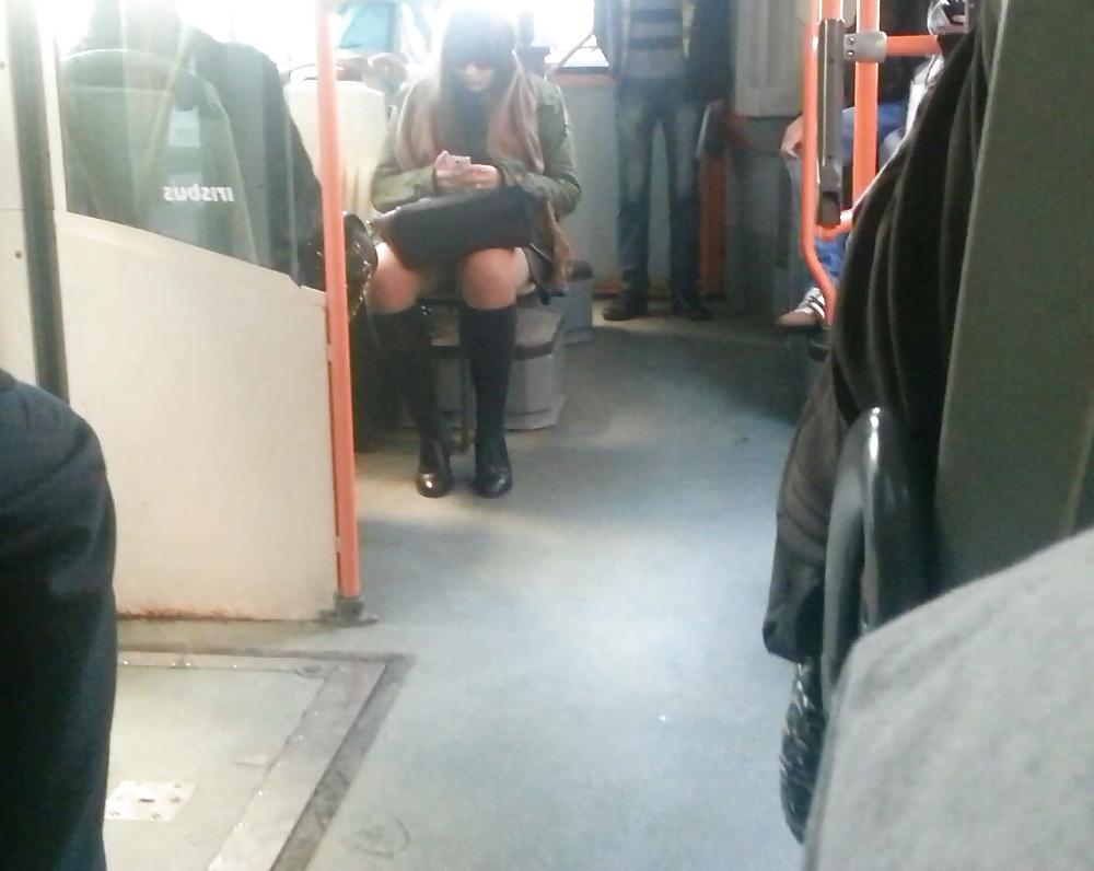 5P Spy sexy teens skirt and feet in bus romanian