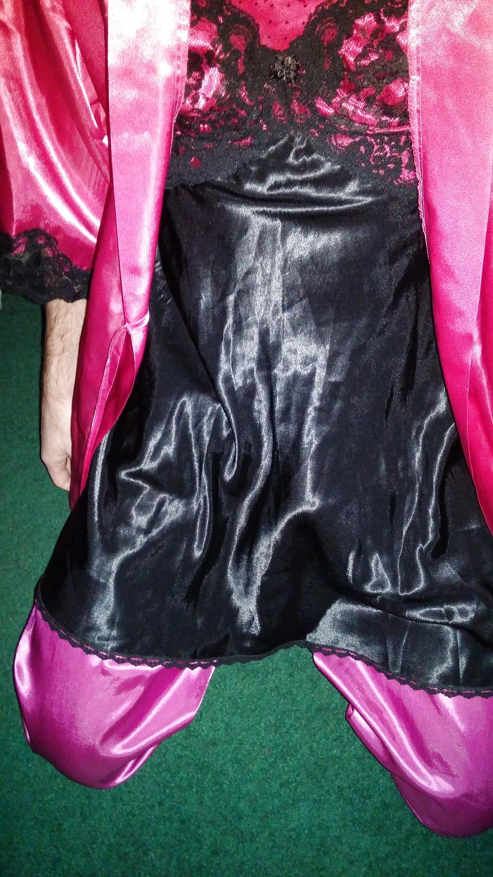 12P Pink and Black Satin
