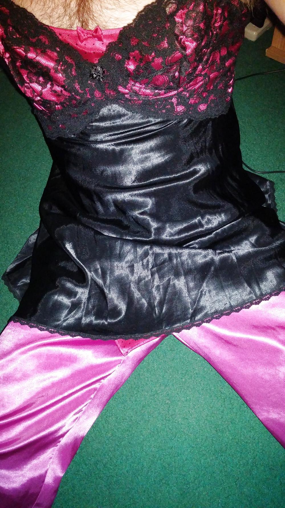 12P Pink and Black Satin