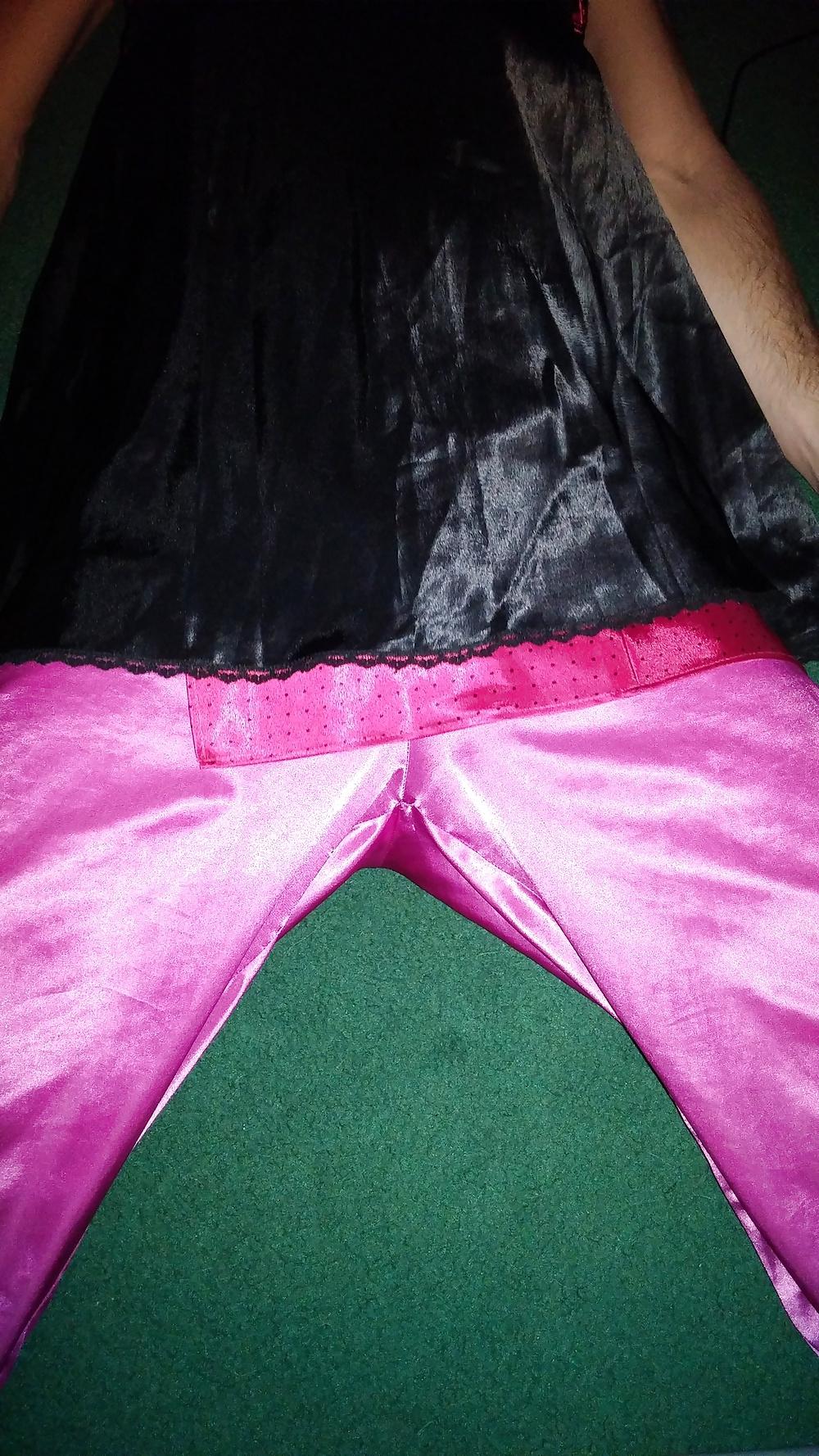 12P Pink and Black Satin