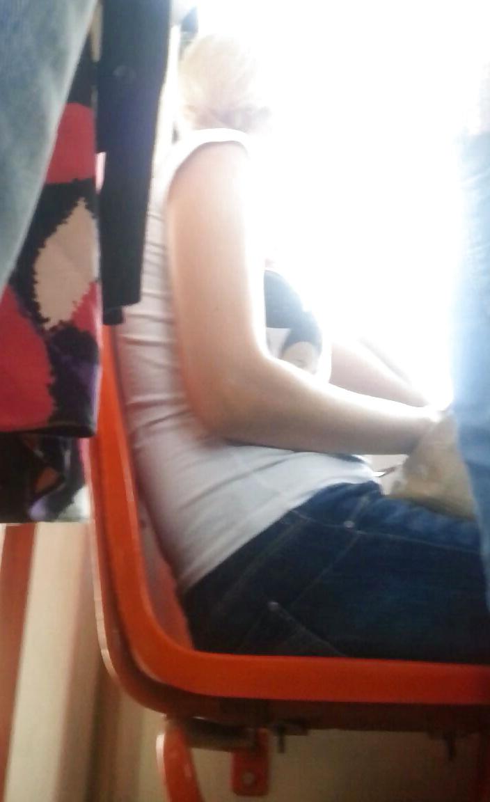 18P Spy sexy women boobs in bus romanian