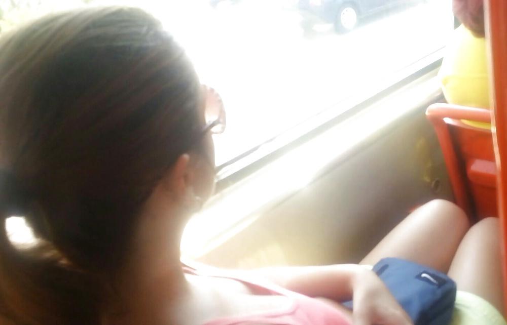 18P Spy sexy women boobs in bus romanian