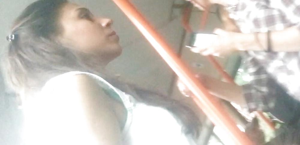18P Spy sexy women boobs in bus romanian