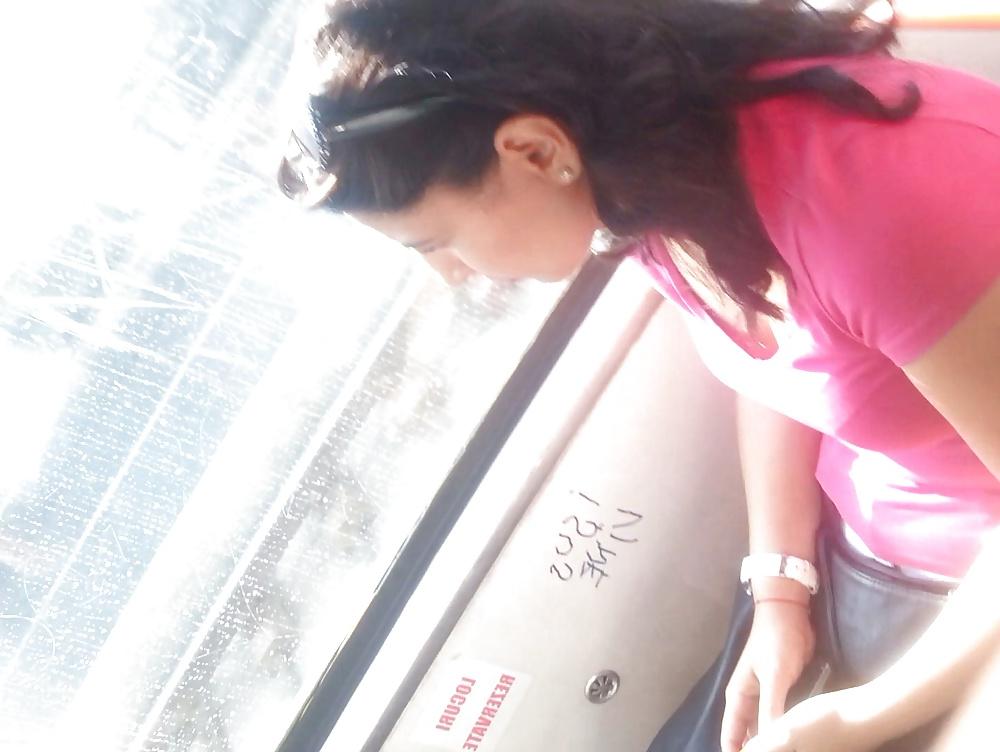 18P Spy sexy women boobs in bus romanian
