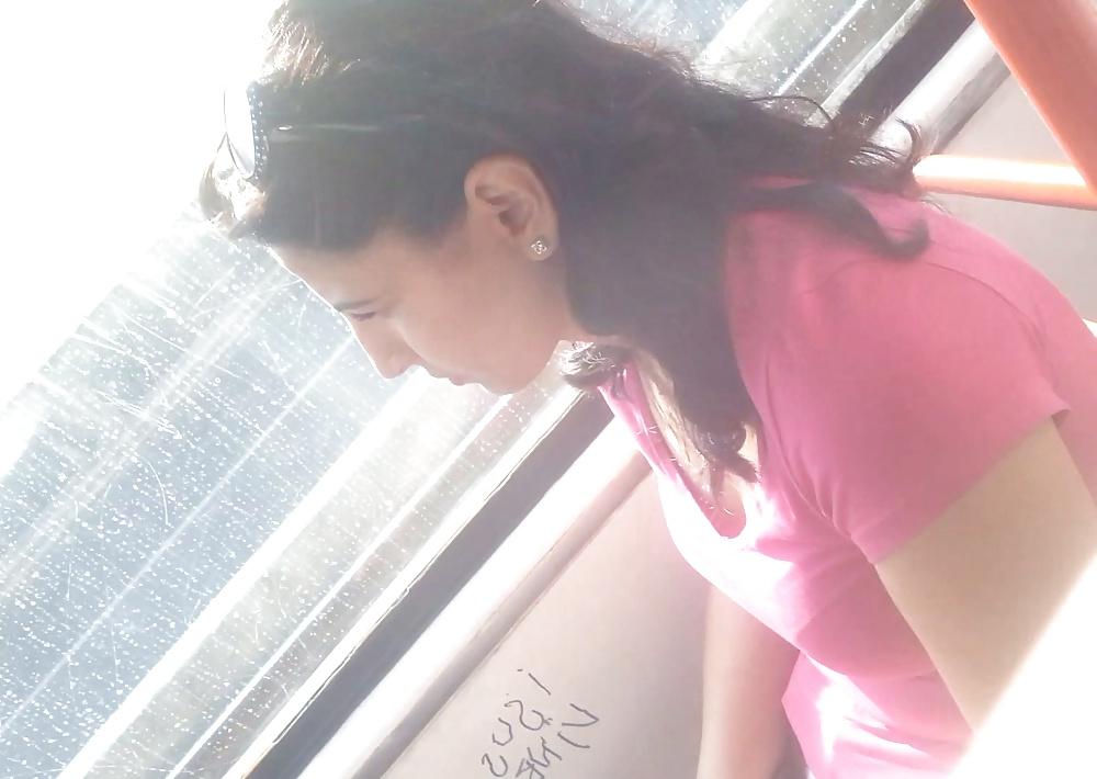 18P Spy sexy women boobs in bus romanian