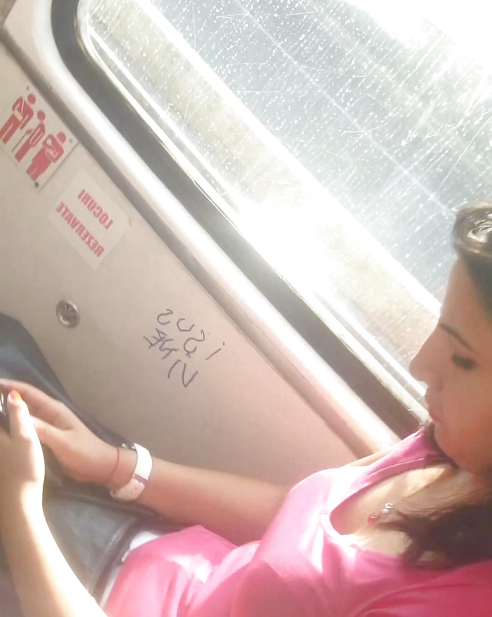 18P Spy sexy women boobs in bus romanian