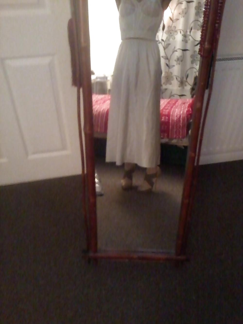 20P White satin nightie outfit louboutins