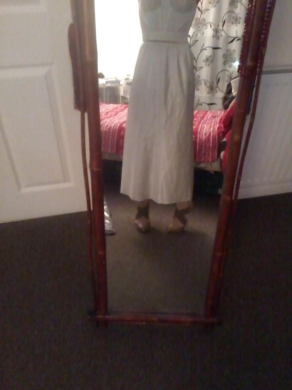 20P White satin nightie outfit louboutins