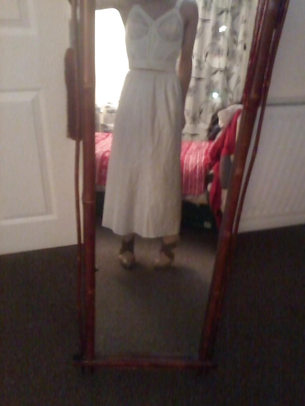 20P White satin nightie outfit louboutins