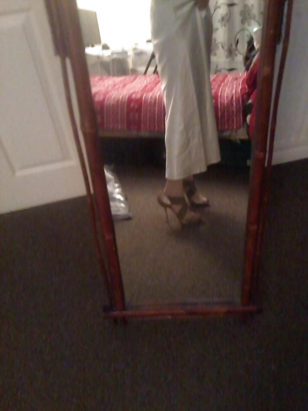 20P White satin nightie outfit louboutins