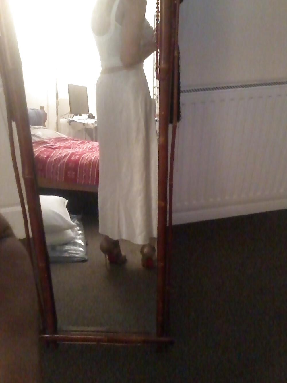 20P White satin nightie outfit louboutins