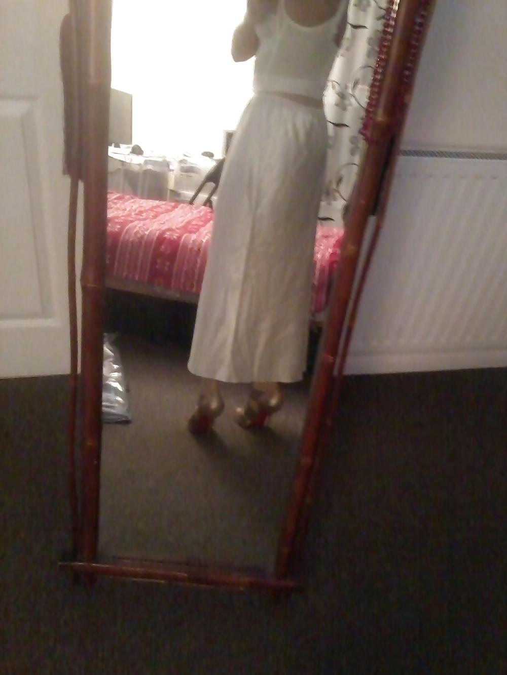 20P White satin nightie outfit louboutins