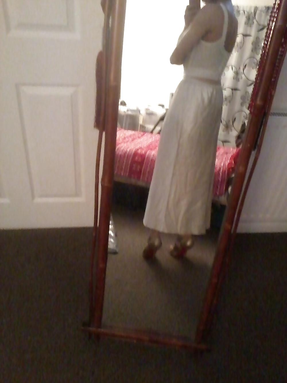 20P White satin nightie outfit louboutins
