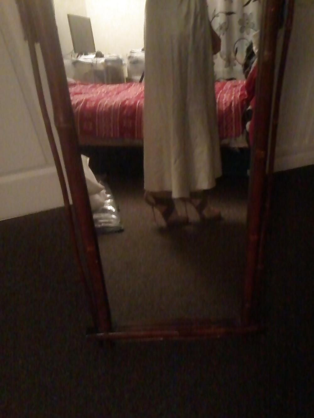 20P White satin nightie outfit louboutins