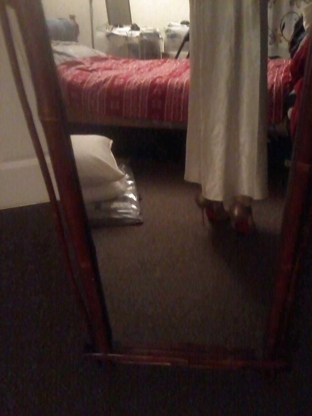 20P White satin nightie outfit louboutins