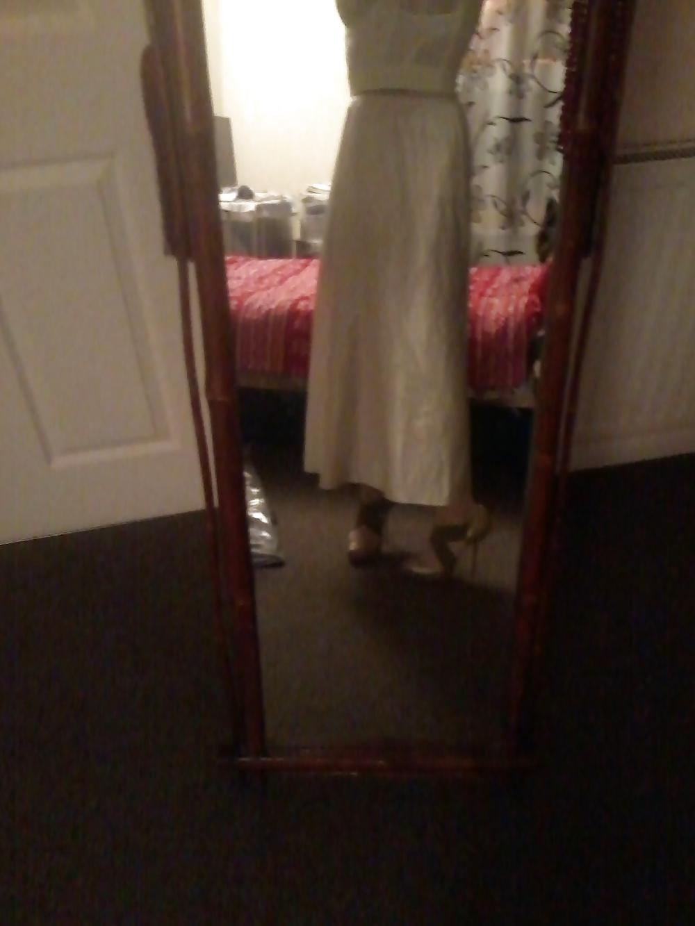 20P White satin nightie outfit louboutins
