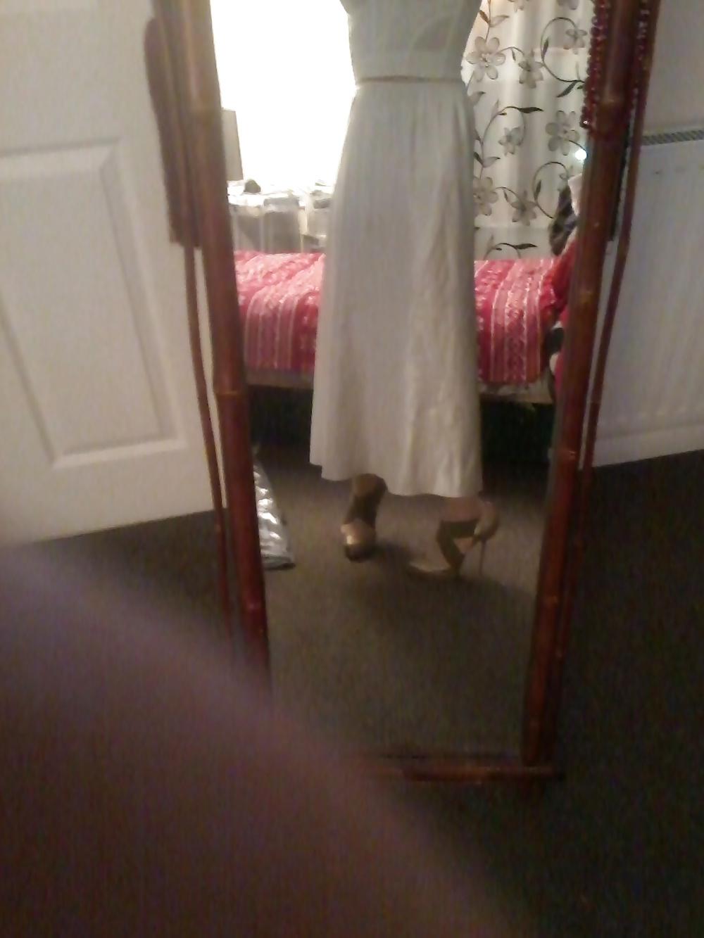 20P White satin nightie outfit louboutins