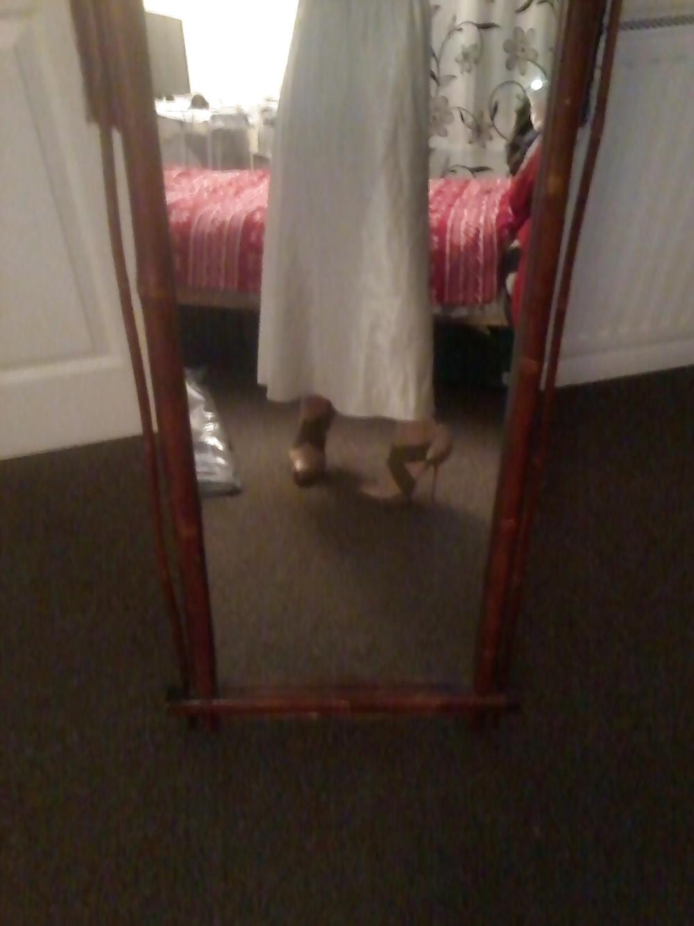 20P White satin nightie outfit louboutins