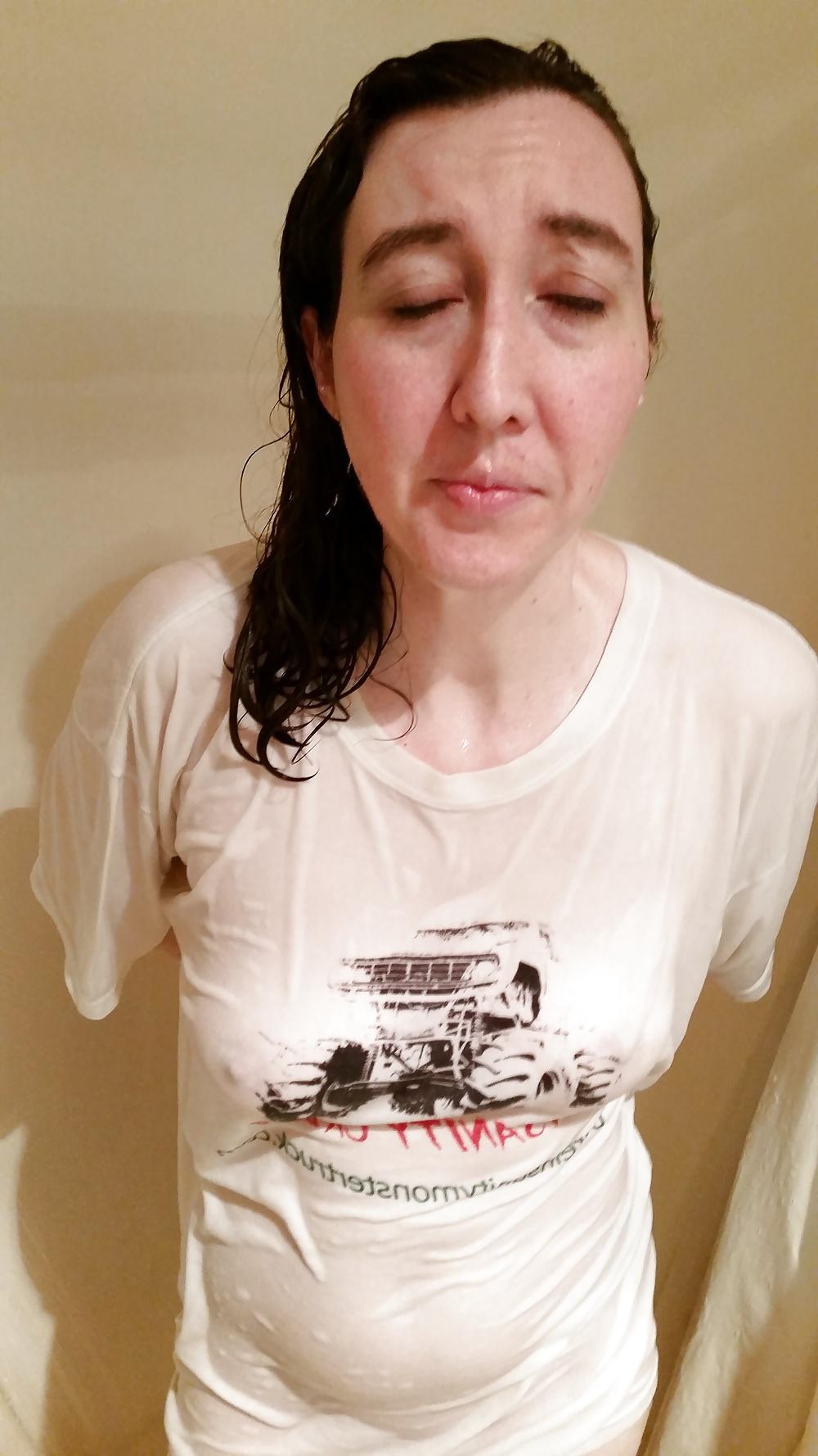 25P My wife's first wet t shirt pics and after.
