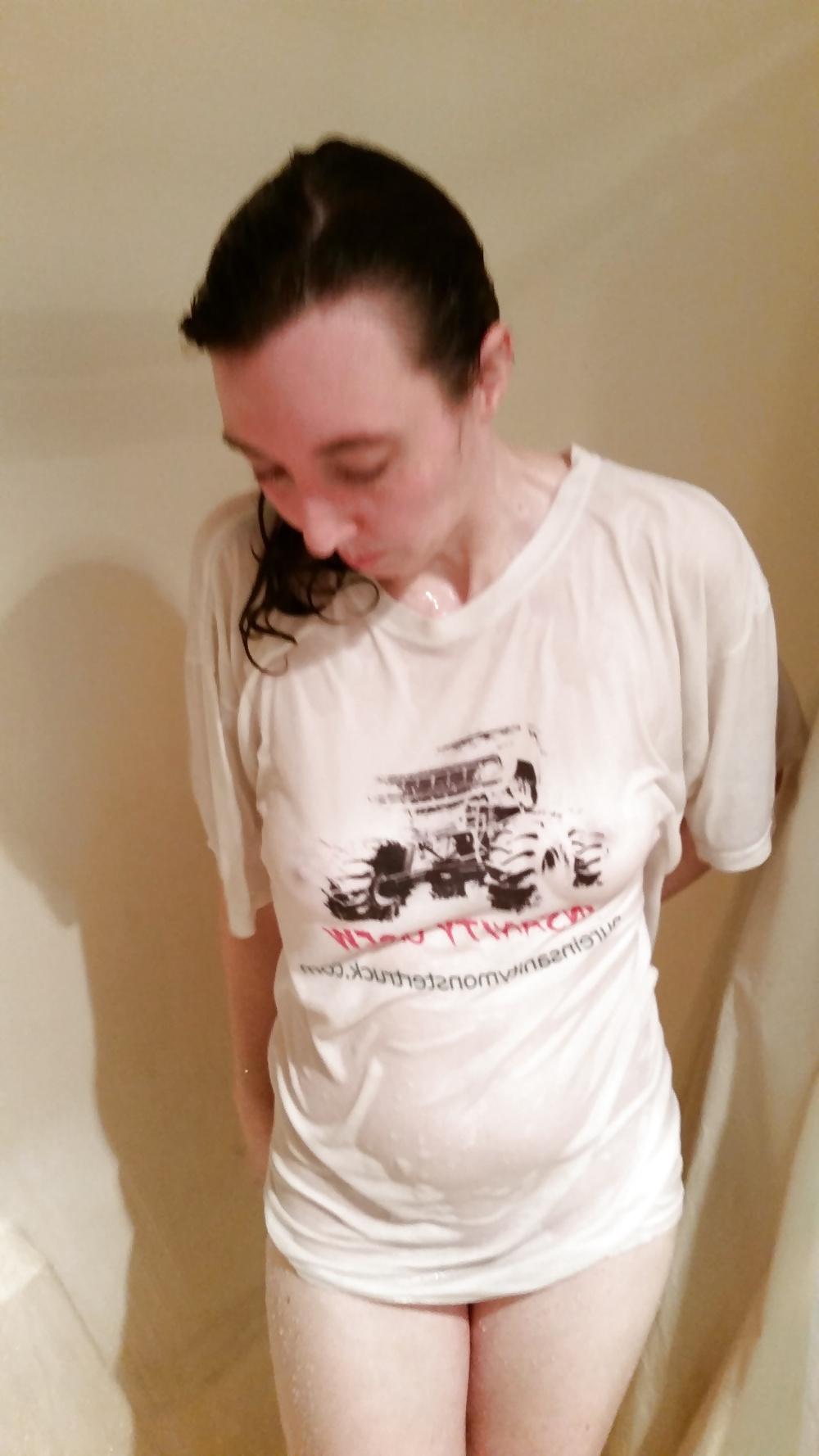 25P My wife's first wet t shirt pics and after.
