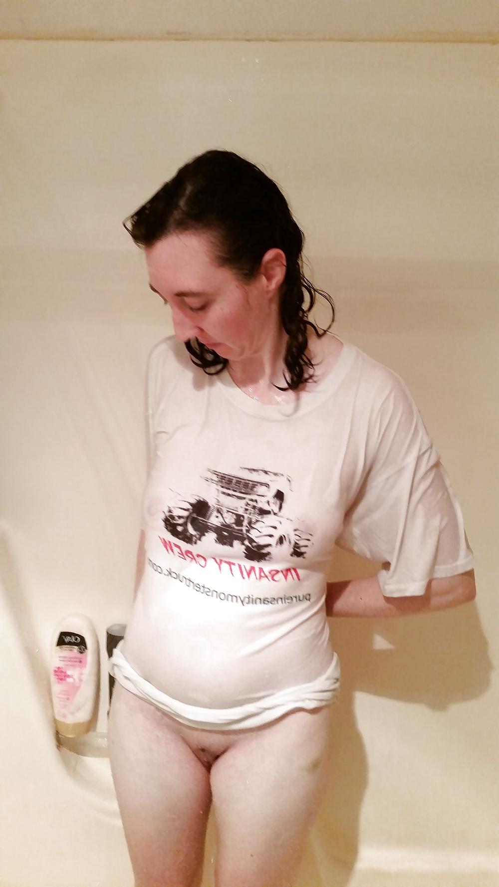 25P My wife's first wet t shirt pics and after.