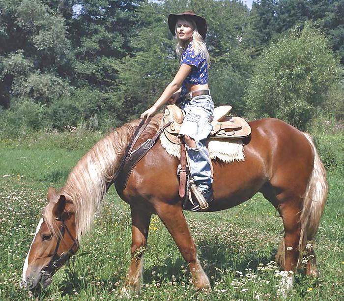 14P Nice blond teen with her horse