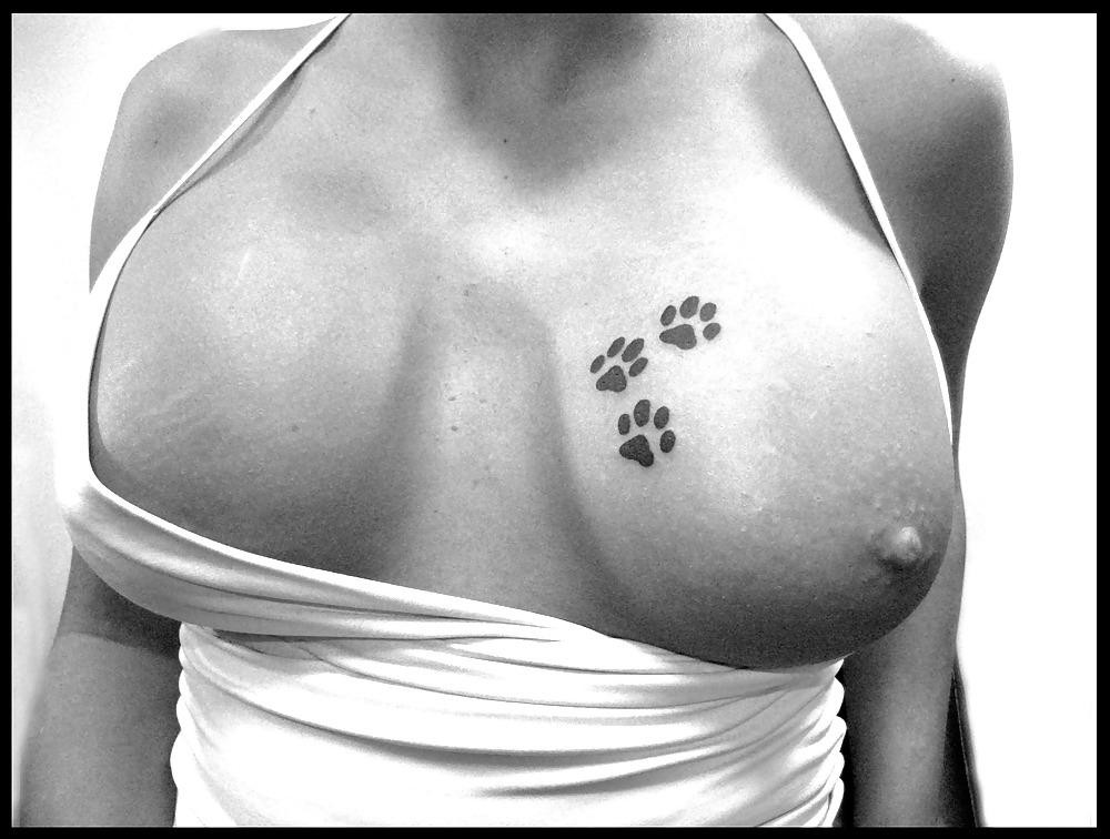 25P Bulgarian Nipple Piercing and Tattoos BooBs 