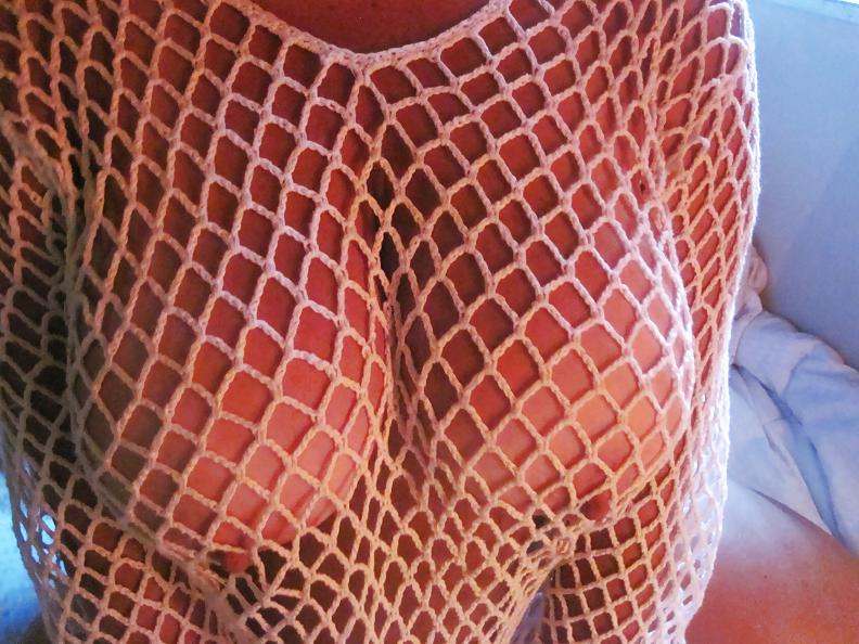 17P White fishnet top