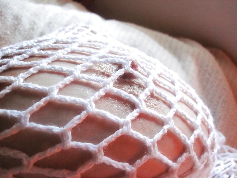 17P White fishnet top