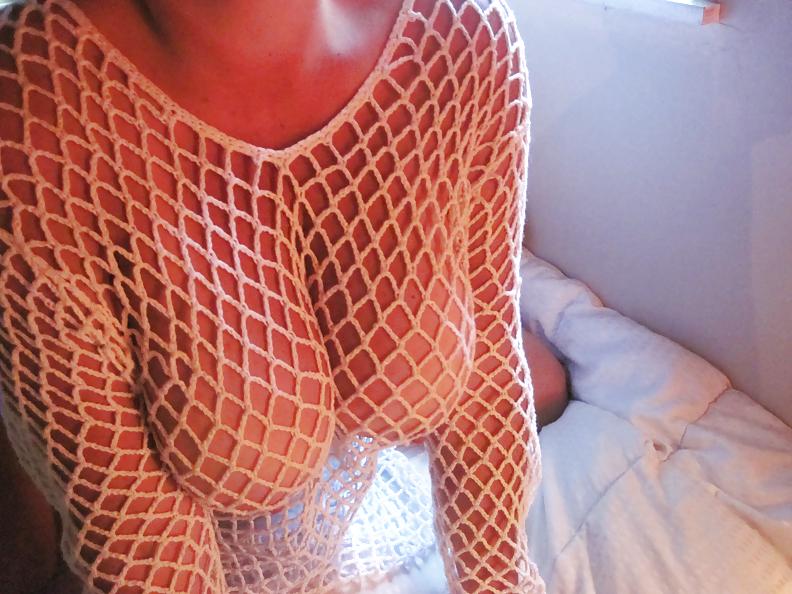 17P White fishnet top