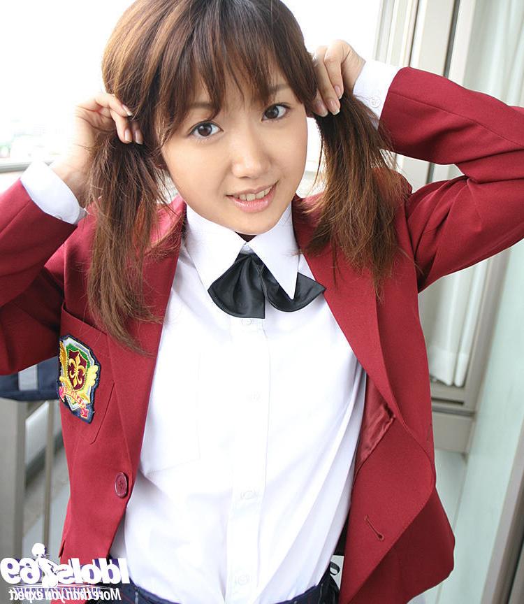 16P Lusty asian coed in uniform flashing her panties and tiny tits