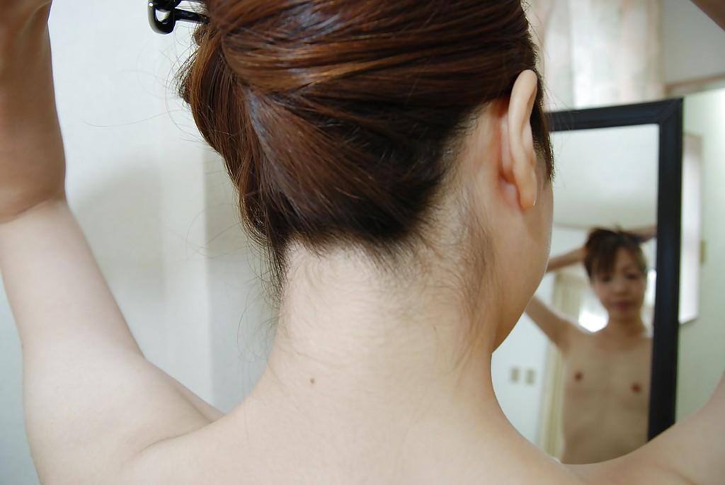 16P Sassy asian MILF Syoko Takaoka getting naked and toying her hairy slit