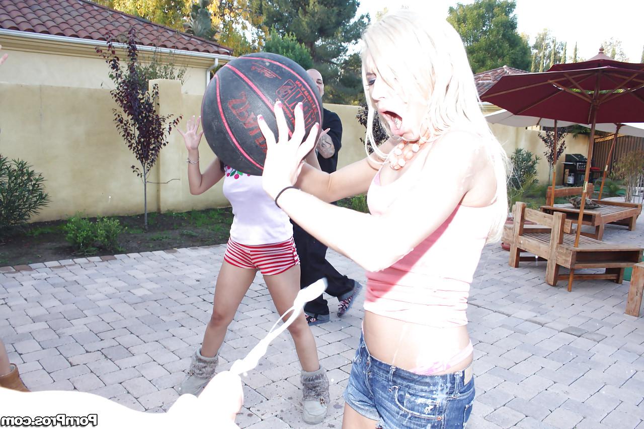 12P Tint titted Kacey Jordan baring hot ass on the patio & eating cum in hot 4some