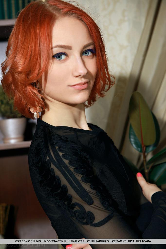 18P Skinny redhead babe Anastasia Azul revealing tiny teen tits for glam photos