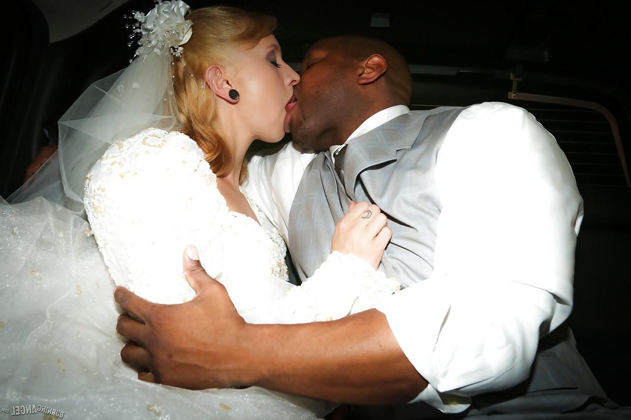 15P Blonde Eidyia tongues bbc & gets cum on tits in interracial wedding fuck