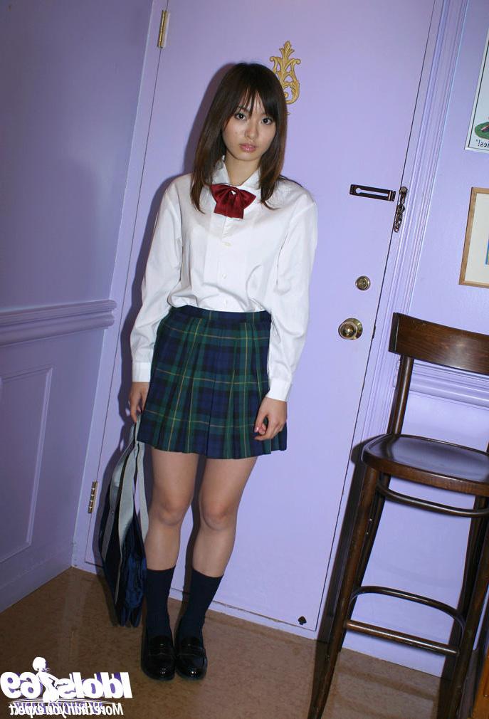 16P Naughty asian schoolgirl Hikaru Koto slipping off her uniform