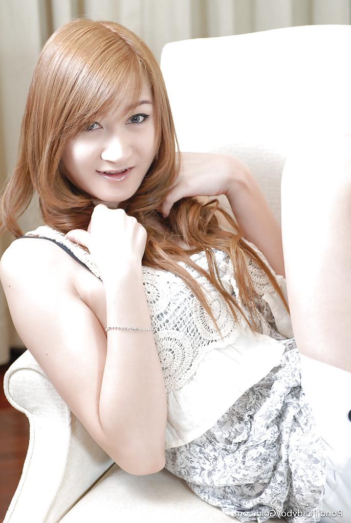 16P Cute Thai shemale Pond 2 jacks off shedick in Playboy Bunny uniform