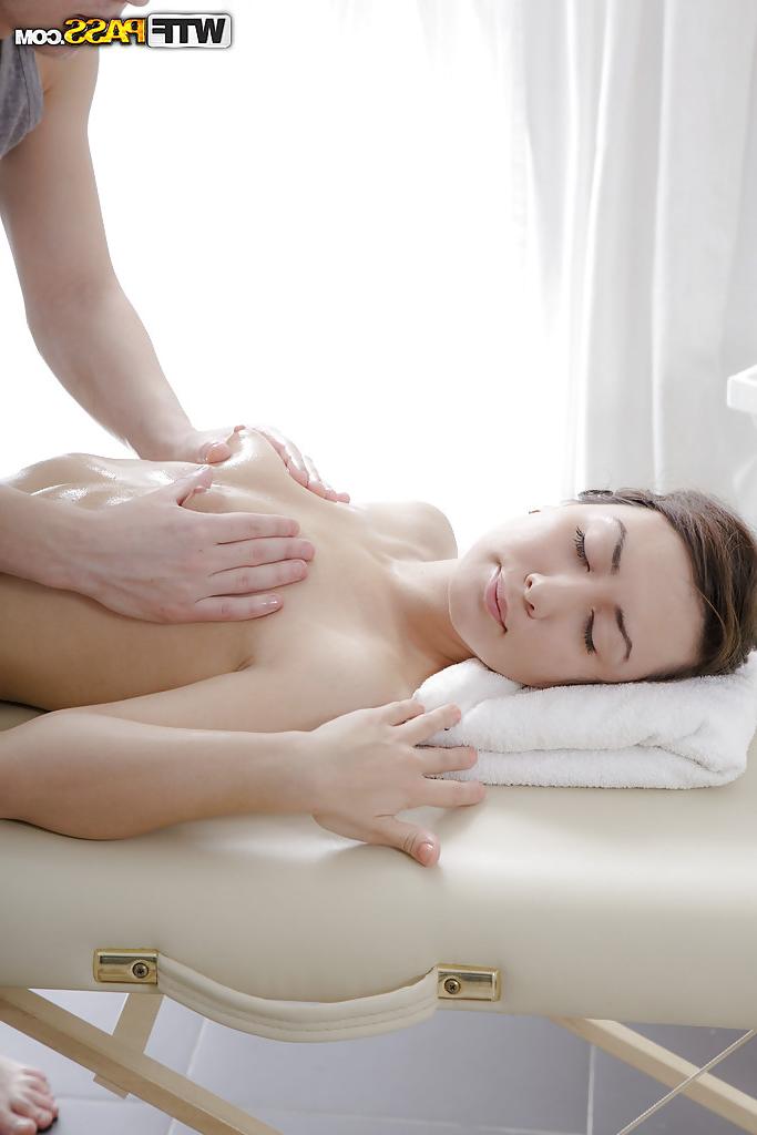 16P Petite Asian Ada spreading legs for massaging of pussy and butt
