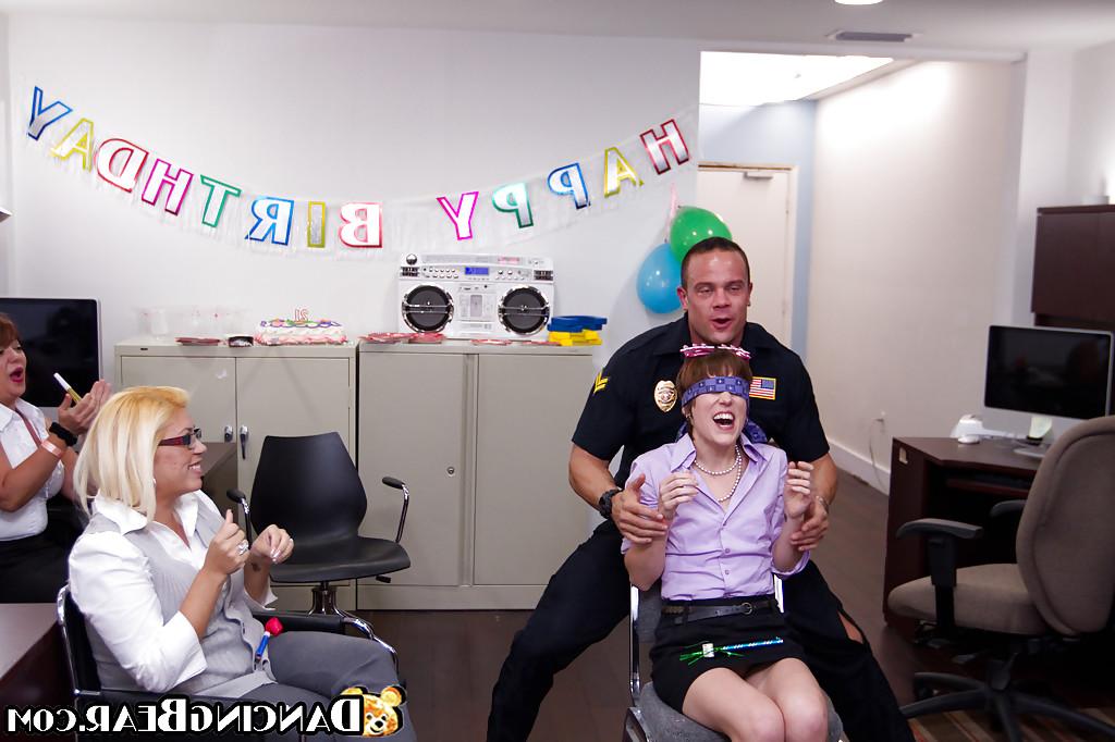 16P Non nude office ladies are having sex with a muscular stripper