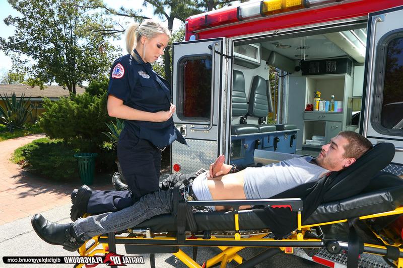 16P Stunning ambulance nurse gives a special treatment to her well-hung patient