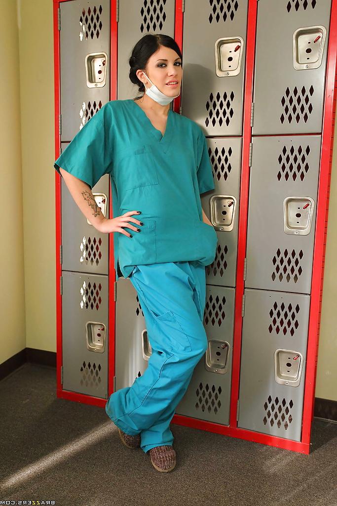16P Sexy paramedic Andy San Dimas strips off uniform and fondles small tits